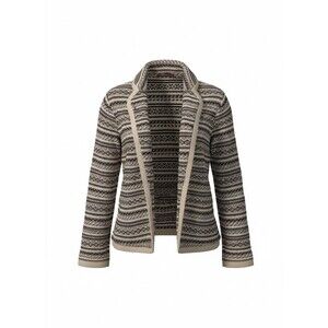 525 America Fair Isle Knit Cardigan Sweater Tan Brown Patterned Open Front